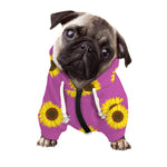 Magenta Pink Sunflower Pattern Print Dog Zip Up Hoodie