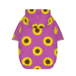 Magenta Pink Sunflower Pattern Print Dog Zip Up Hoodie