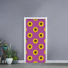 Magenta Pink Sunflower Pattern Print Door Sticker