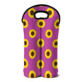 Magenta Pink Sunflower Pattern Print Double Neoprene Wine Tote