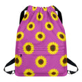 Magenta Pink Sunflower Pattern Print Drawstring Backpack