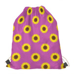 Magenta Pink Sunflower Pattern Print Drawstring Bag