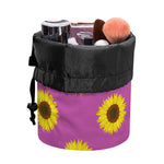 Magenta Pink Sunflower Pattern Print Drawstring Makeup Bag