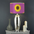 Magenta Pink Sunflower Pattern Print Drum Lamp Shade