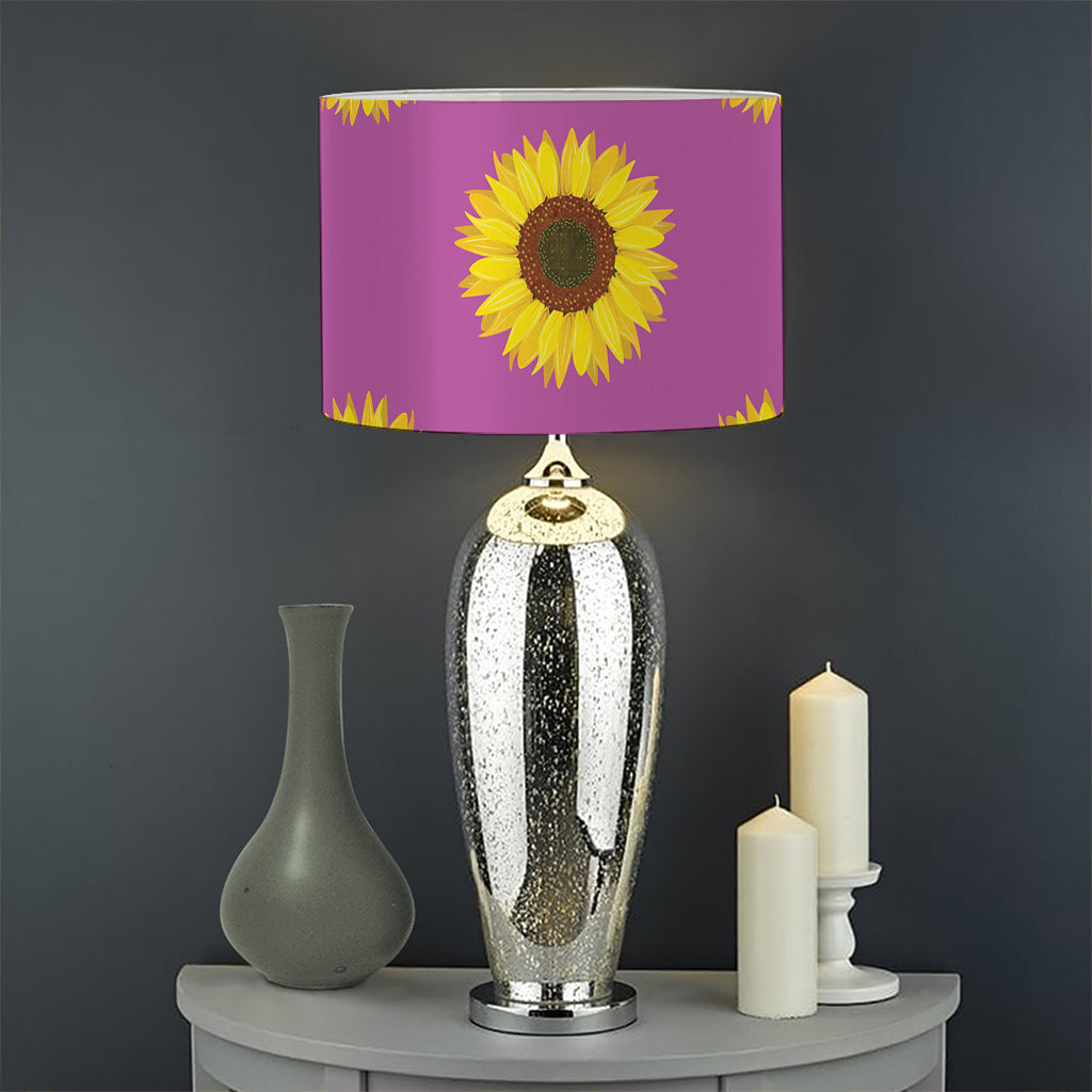 Magenta Pink Sunflower Pattern Print Drum Lamp Shade