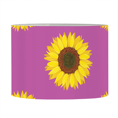 Magenta Pink Sunflower Pattern Print Drum Lamp Shade