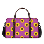 Magenta Pink Sunflower Pattern Print Duffle Bag