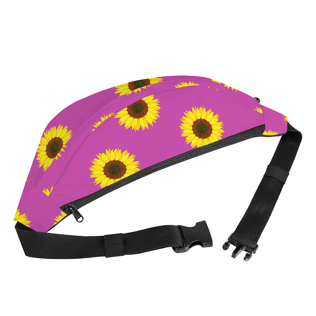 Magenta Pink Sunflower Pattern Print Fanny Pack