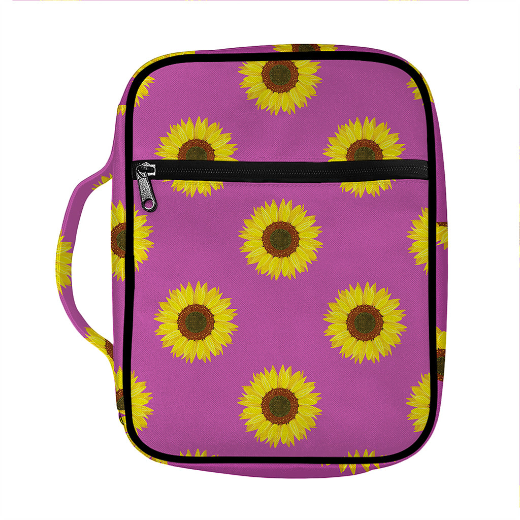 Magenta Pink Sunflower Pattern Print Front Pocket Bible Bag