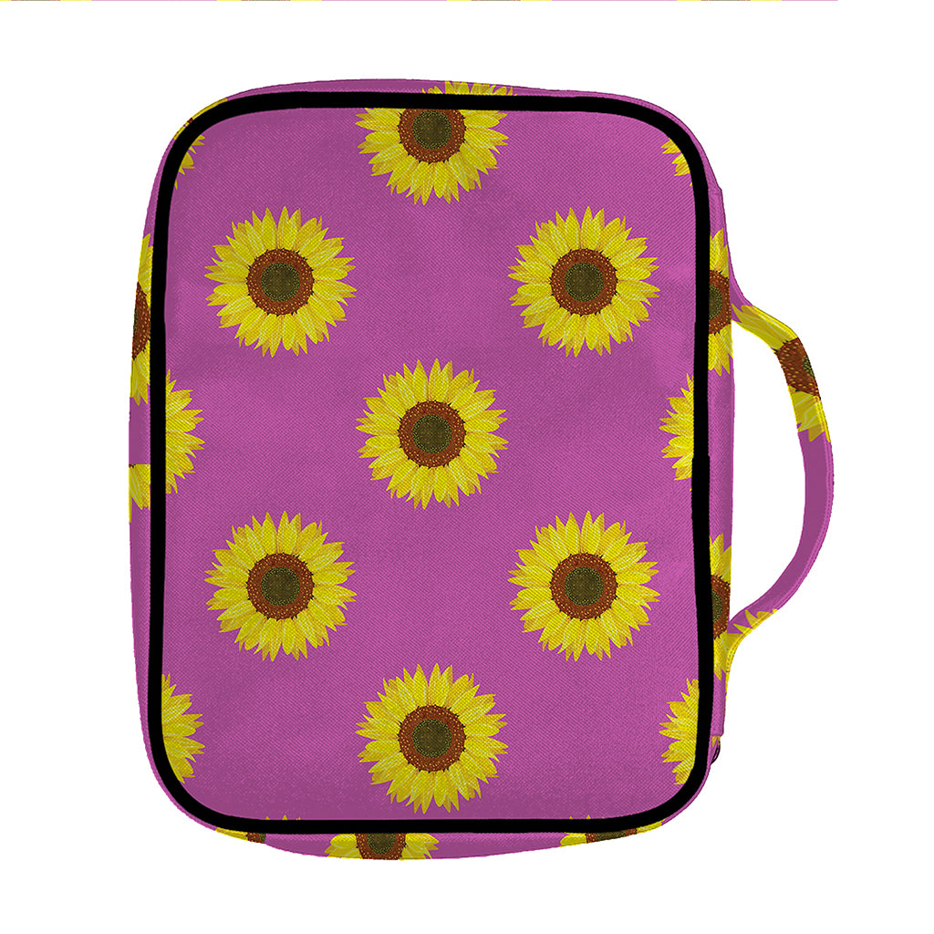 Magenta Pink Sunflower Pattern Print Front Pocket Bible Bag