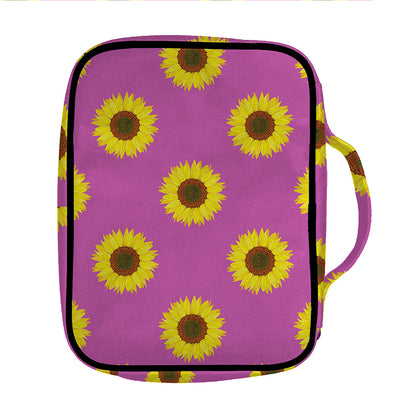 Magenta Pink Sunflower Pattern Print Front Pocket Bible Bag