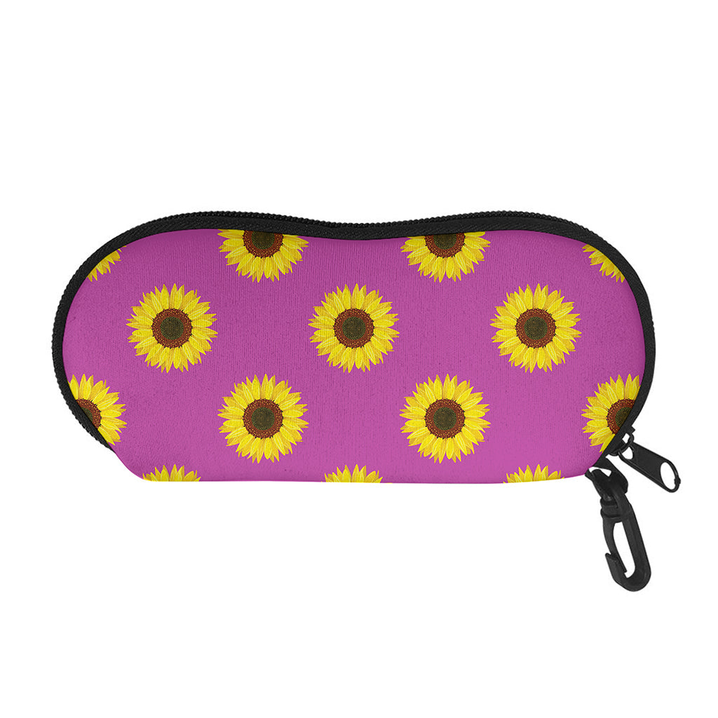 Magenta Pink Sunflower Pattern Print Glasses Case
