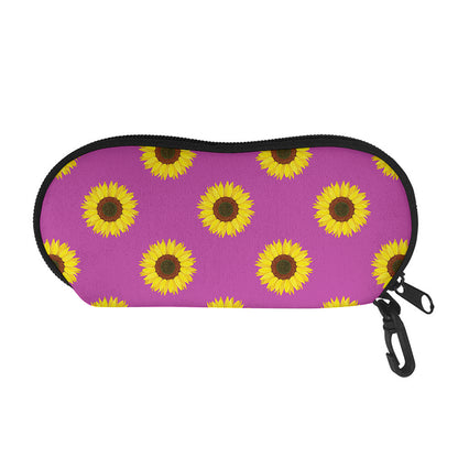 Magenta Pink Sunflower Pattern Print Glasses Case
