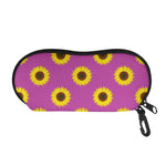 Magenta Pink Sunflower Pattern Print Glasses Case