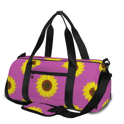 Magenta Pink Sunflower Pattern Print Gym Bag