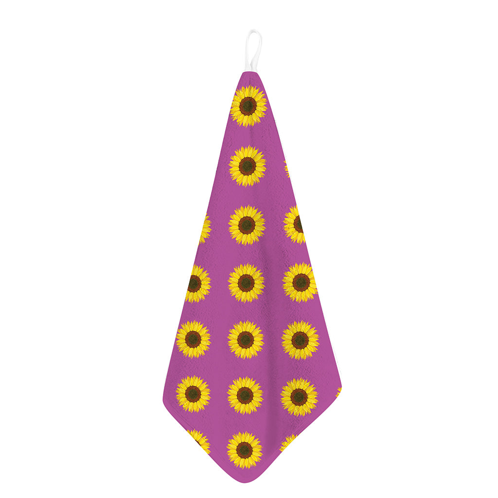 Magenta Pink Sunflower Pattern Print Hand Towel