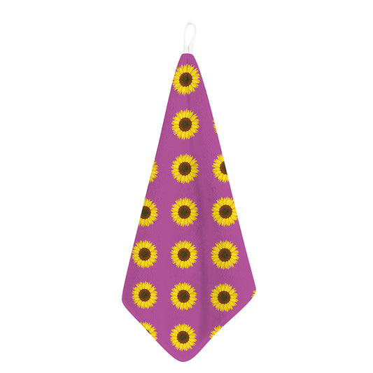 Magenta Pink Sunflower Pattern Print Hand Towel