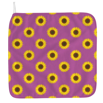 Magenta Pink Sunflower Pattern Print Hand Towel