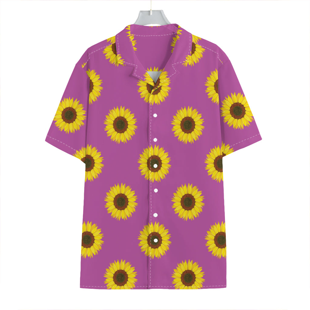 Magenta Pink Sunflower Pattern Print Hawaiian Shirt