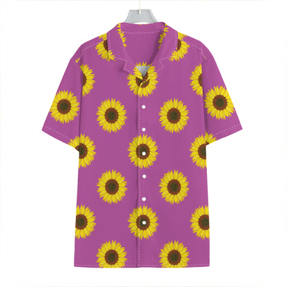 Magenta Pink Sunflower Pattern Print Hawaiian Shirt