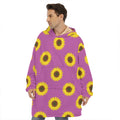 Magenta Pink Sunflower Pattern Print Hoodie Blanket