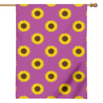 Magenta Pink Sunflower Pattern Print House Flag