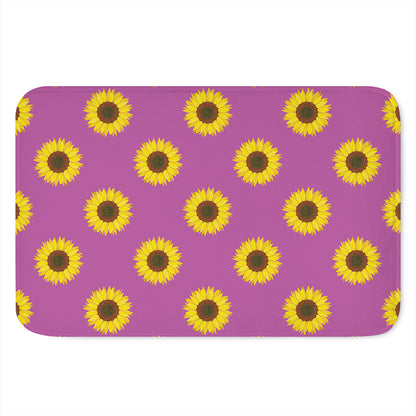 Magenta Pink Sunflower Pattern Print Indoor Door Mat