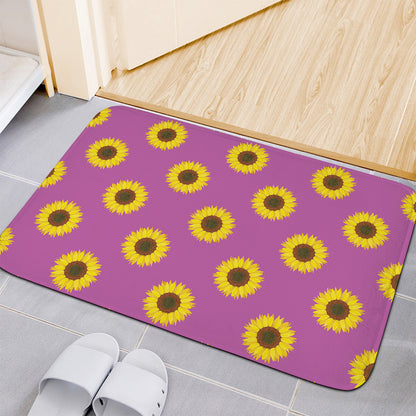 Magenta Pink Sunflower Pattern Print Indoor Door Mat