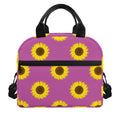 Magenta Pink Sunflower Pattern Print Insulated Lunch Bag