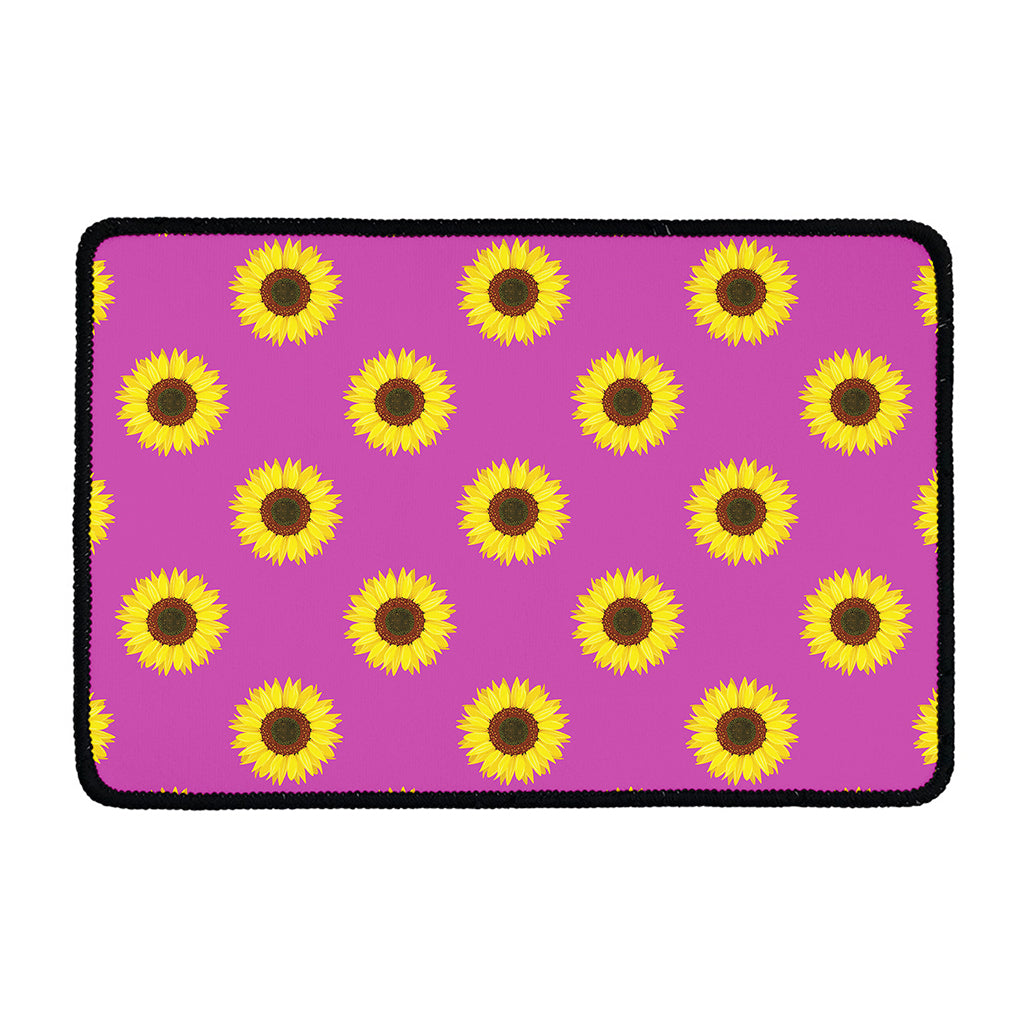 Magenta Pink Sunflower Pattern Print Kitchen Mat