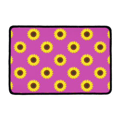 Magenta Pink Sunflower Pattern Print Kitchen Mat