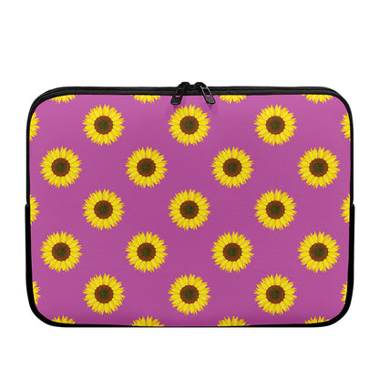 Magenta Pink Sunflower Pattern Print Laptop Sleeve