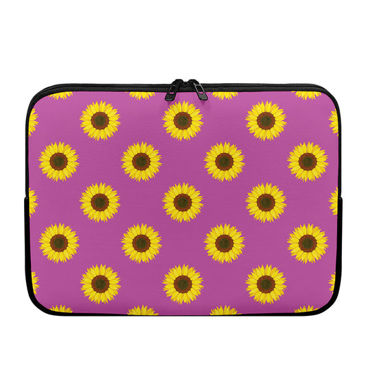 Magenta Pink Sunflower Pattern Print Laptop Sleeve