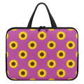Magenta Pink Sunflower Pattern Print Laptop Sleeve With Handle