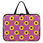 Magenta Pink Sunflower Pattern Print Laptop Sleeve With Handle