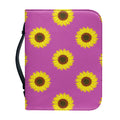 Magenta Pink Sunflower Pattern Print Leather Bible Cover