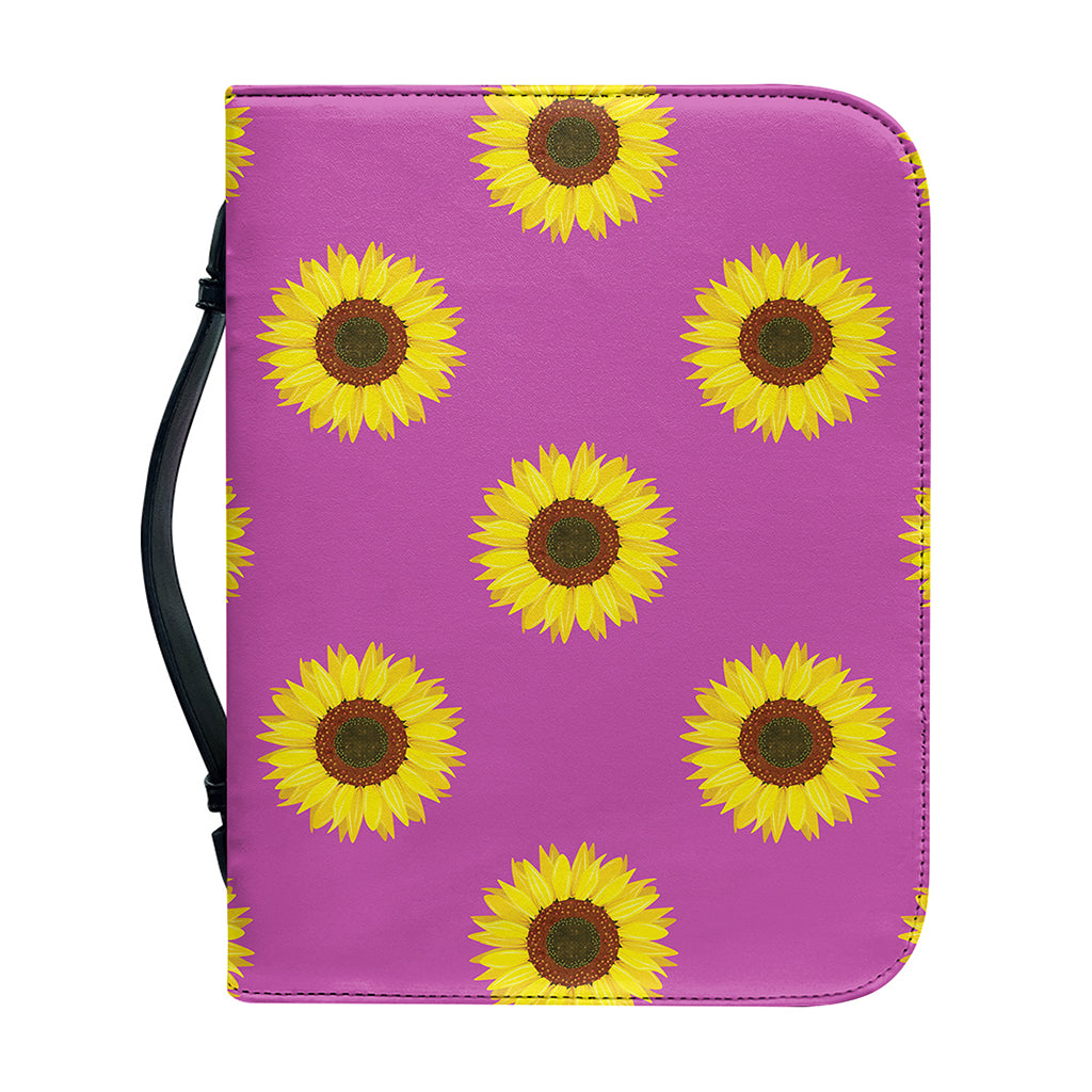 Magenta Pink Sunflower Pattern Print Leather Bible Cover