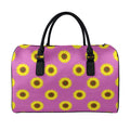Magenta Pink Sunflower Pattern Print Leather Duffel Bag