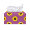 Magenta Pink Sunflower Pattern Print Leather Tissue Box Cover