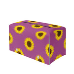Magenta Pink Sunflower Pattern Print Leather Tissue Box Cover