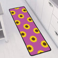 Magenta Pink Sunflower Pattern Print Long Kitchen Mat