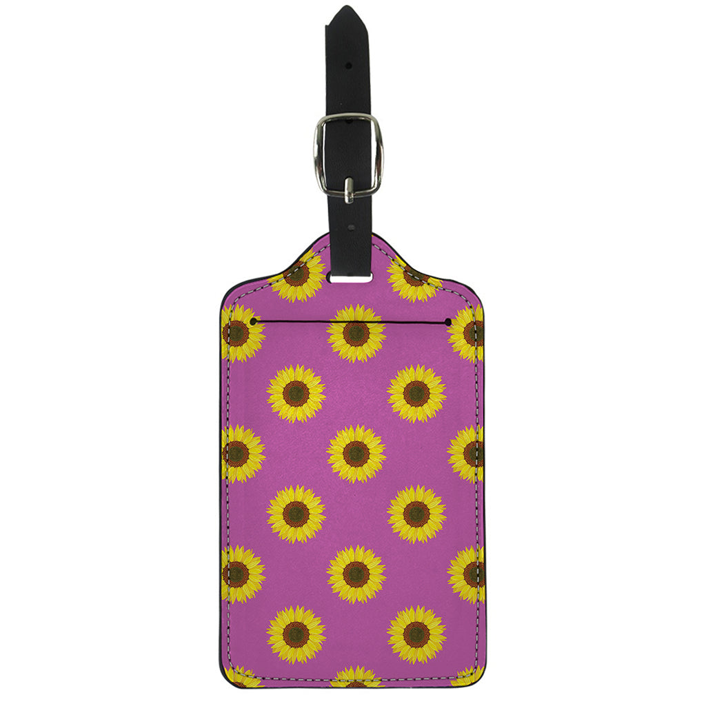 Magenta Pink Sunflower Pattern Print Luggage Tag