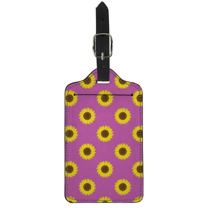 Magenta Pink Sunflower Pattern Print Luggage Tag