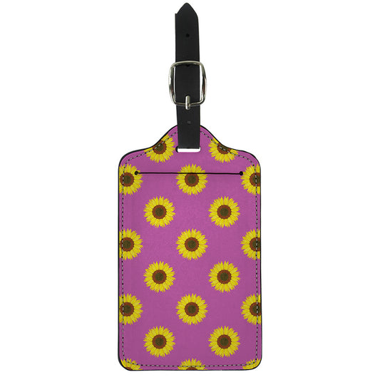Magenta Pink Sunflower Pattern Print Luggage Tag