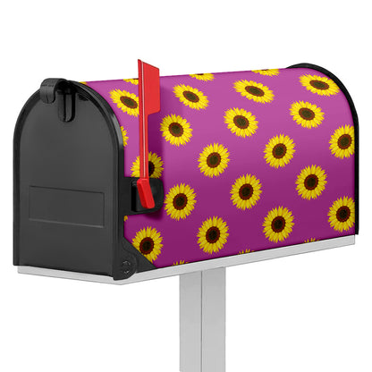 Magenta Pink Sunflower Pattern Print Mailbox Cover