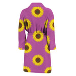 Magenta Pink Sunflower Pattern Print Men's Bathrobe