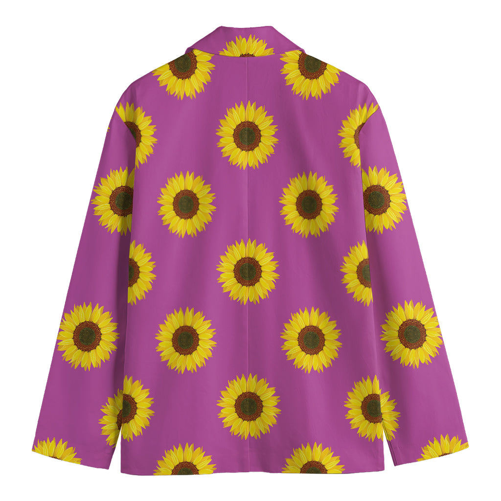 Magenta Pink Sunflower Pattern Print Men's Blazer
