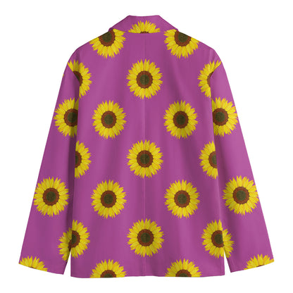Magenta Pink Sunflower Pattern Print Men's Blazer