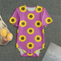 Magenta Pink Sunflower Pattern Print Men's Bodysuit