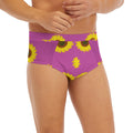 Magenta Pink Sunflower Pattern Print Men's Briefs